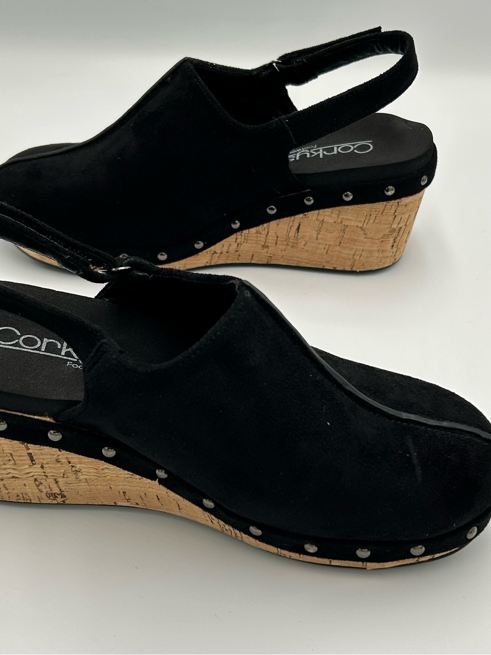 Corkys Make Em Blush Studded Slingback Clogs Wedge Heels Shoes Size 6 - Picture 8 of 9